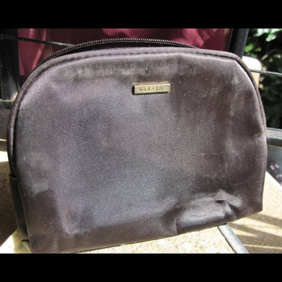 Brown Silky Modella Zippered Make Up Tote Bag Clutch Purse Handbag - Picture 1 of 10